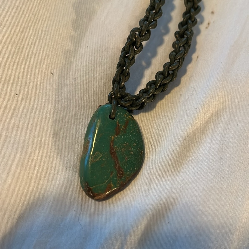 Leather braided necklaces with turquoise